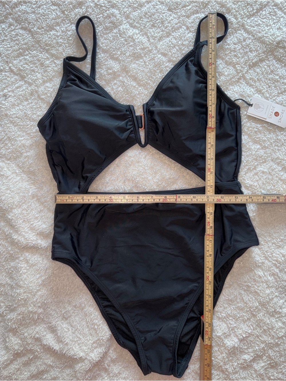 Black front Cutout Low Coverage One-Piece Swimsuit - Picture 9 of 9